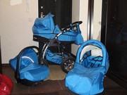 срочно продам детскую коляску BEBETTO(Murano) 3 в 1 черно-голубая